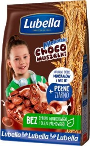 LUBELLA MLEKOŁAKI PŁATKI ŚNIADANIOWE MUSZELKI CZEKOLADOWE 250G