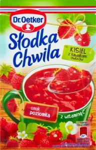 DR.OETKER SŁODKA CHWILA KISIEL Z KAWAŁKAMI OWOCÓW POZIOMKOWY 32 G