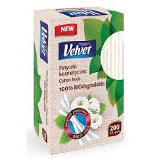VELVET Papierowe patyczki kosmetyczne BIO 200 szt.