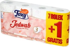 Foxy jedwab biały trzywarstwowy papier toaletowy 7+1